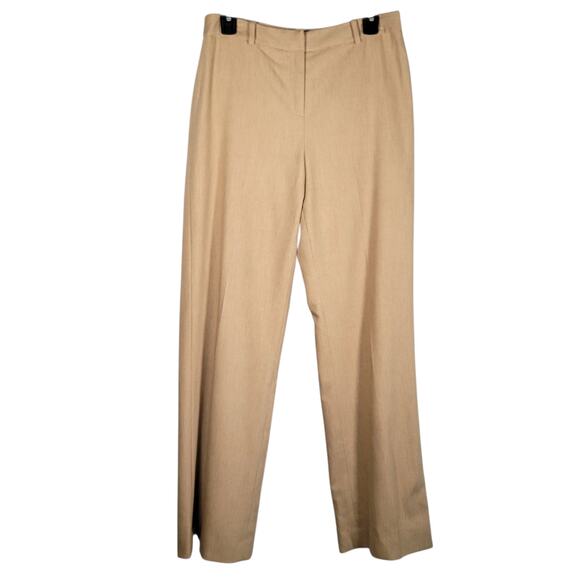 Ann Taylor LOFT Wool Blend Herringbone Dress Pants 6 Beige Straight Leg Lined - Picture 1 of 8